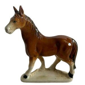 Vintage Royal Handpainted Ceramic Horse Figurine Japan Brown & White Collectible